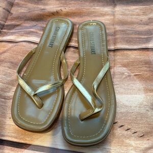 Victoria’s Secret leather gold flip-flops 🩴!